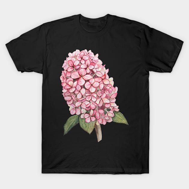 Watercolor Pink Hydrangea T-Shirt by OlaArtS